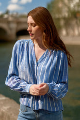 Blouse à rayures - Blue