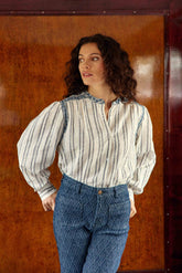 Blouse ecru/bleu - Brielly