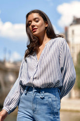 Blouse écru/bleu - Caisy