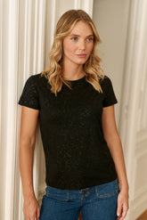 T-shirt col rond noir - Elva