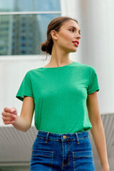 T-shirt col rond vert - Elva