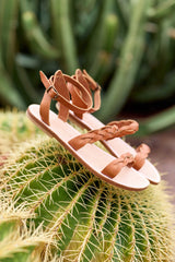 Spartiates cuir tressées camel - Gaetan