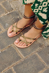 Spartiates cuir kaki - Gauthier