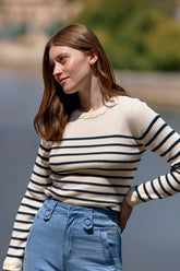 Pull marinière écru/marine - Manel