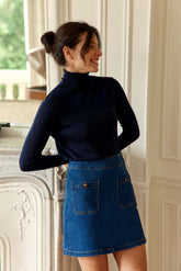 Pull col roulé marine - Miloe