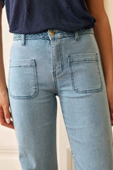 Jean flare tressée stone clair - Sonny
