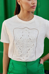 T-shirt brodé écru - Thessa