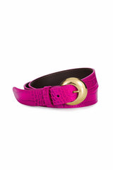 Ceinture cuir croco fuchsia - Aiden