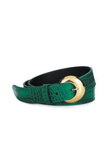Ceinture cuir croco vert - Aiden