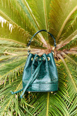Sac cuir effet croco vert - Aimmy
