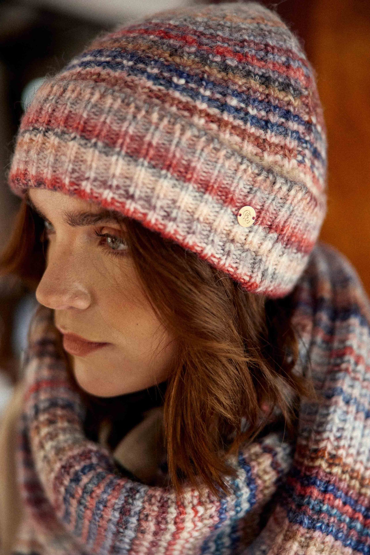 Bonnet bleu/rose - Alea