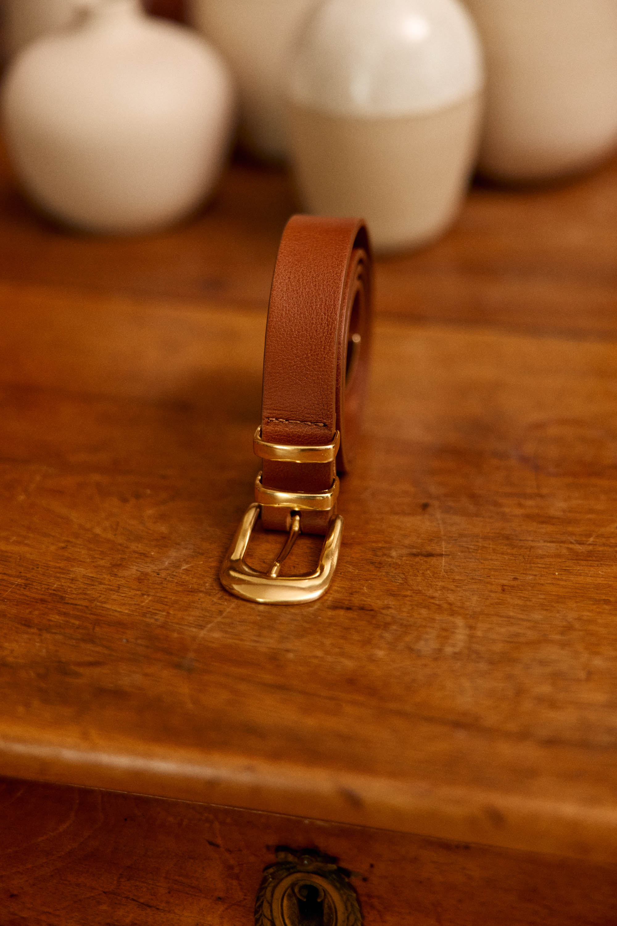 Ceinture cuir camel - Anais