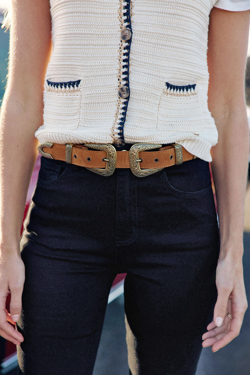 Ceinture cuir camel - Assia