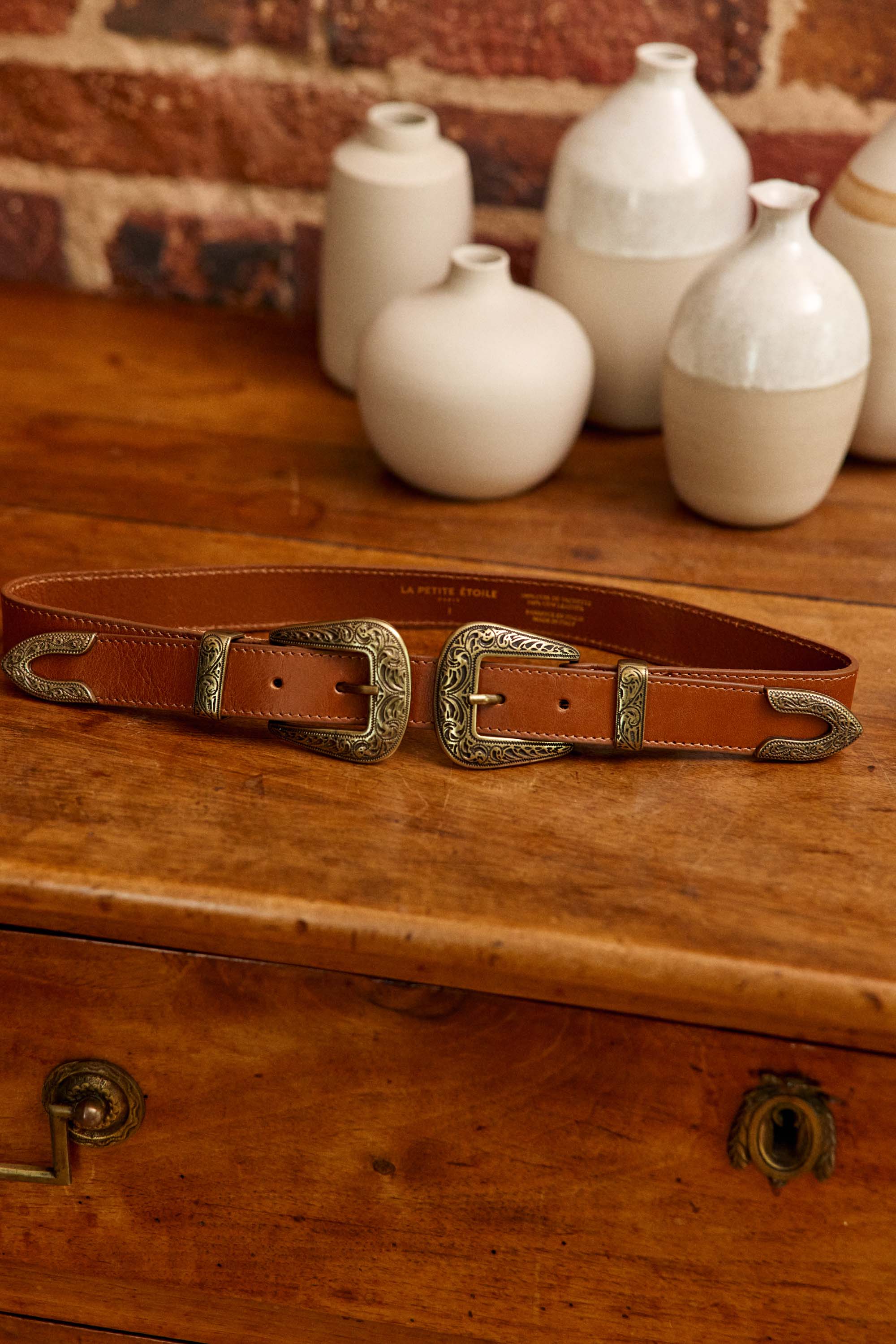 Ceinture cuir camel - Assia