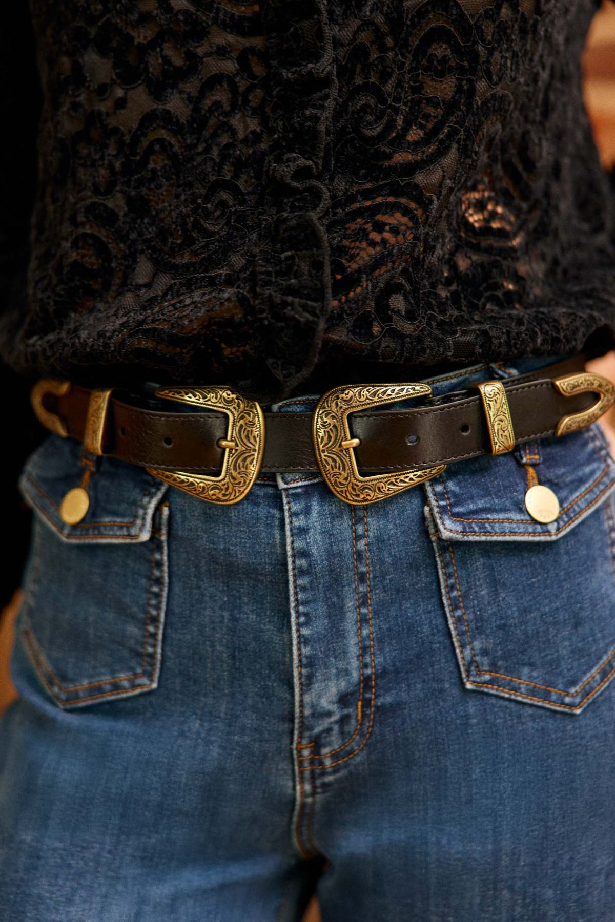 Ceinture cuir noire - Assia