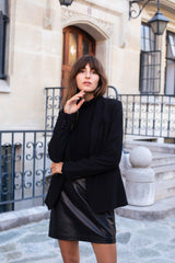 Jupe courte en cuir noir - Asta