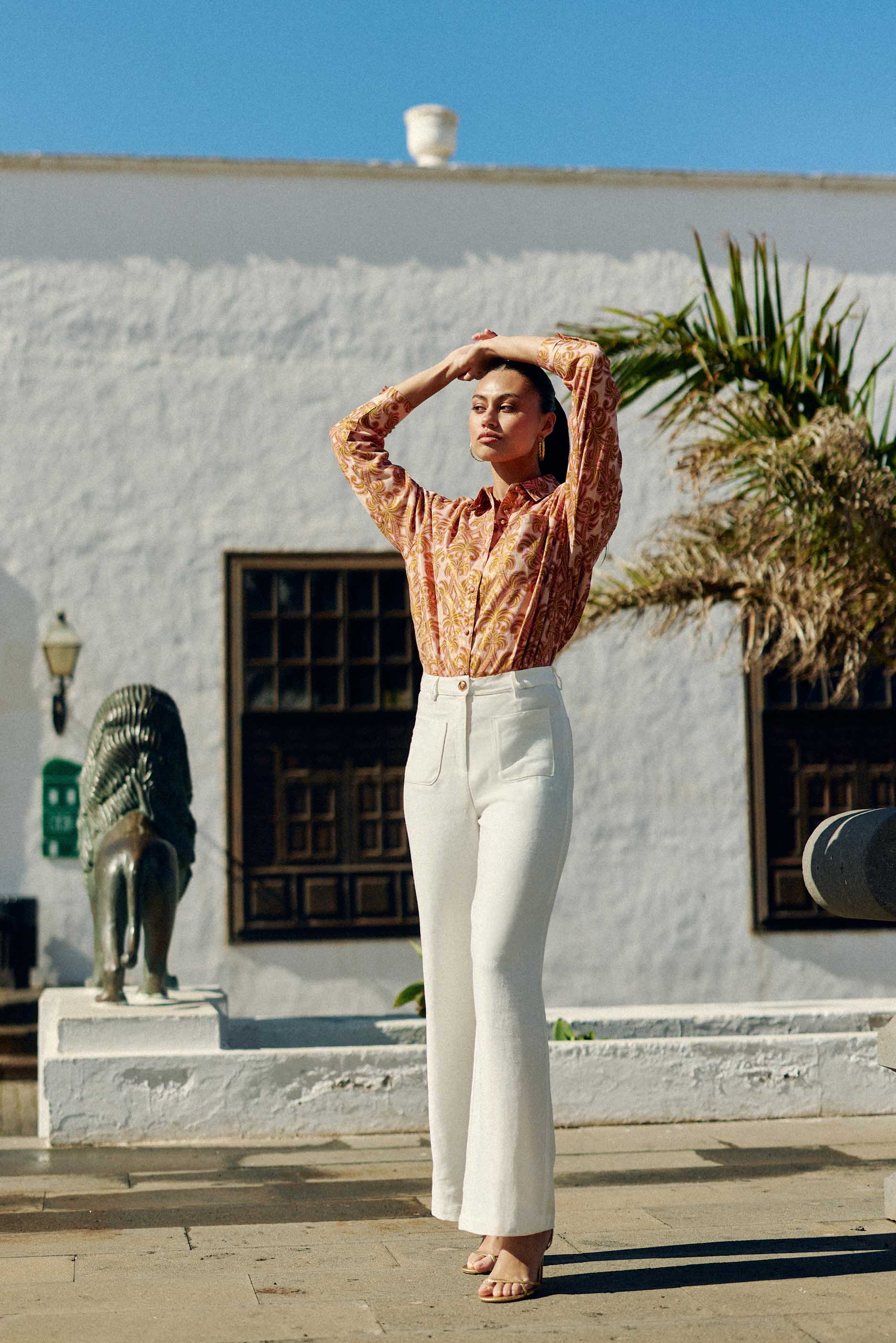 Pantalon évasé en lin écru - Atlanty