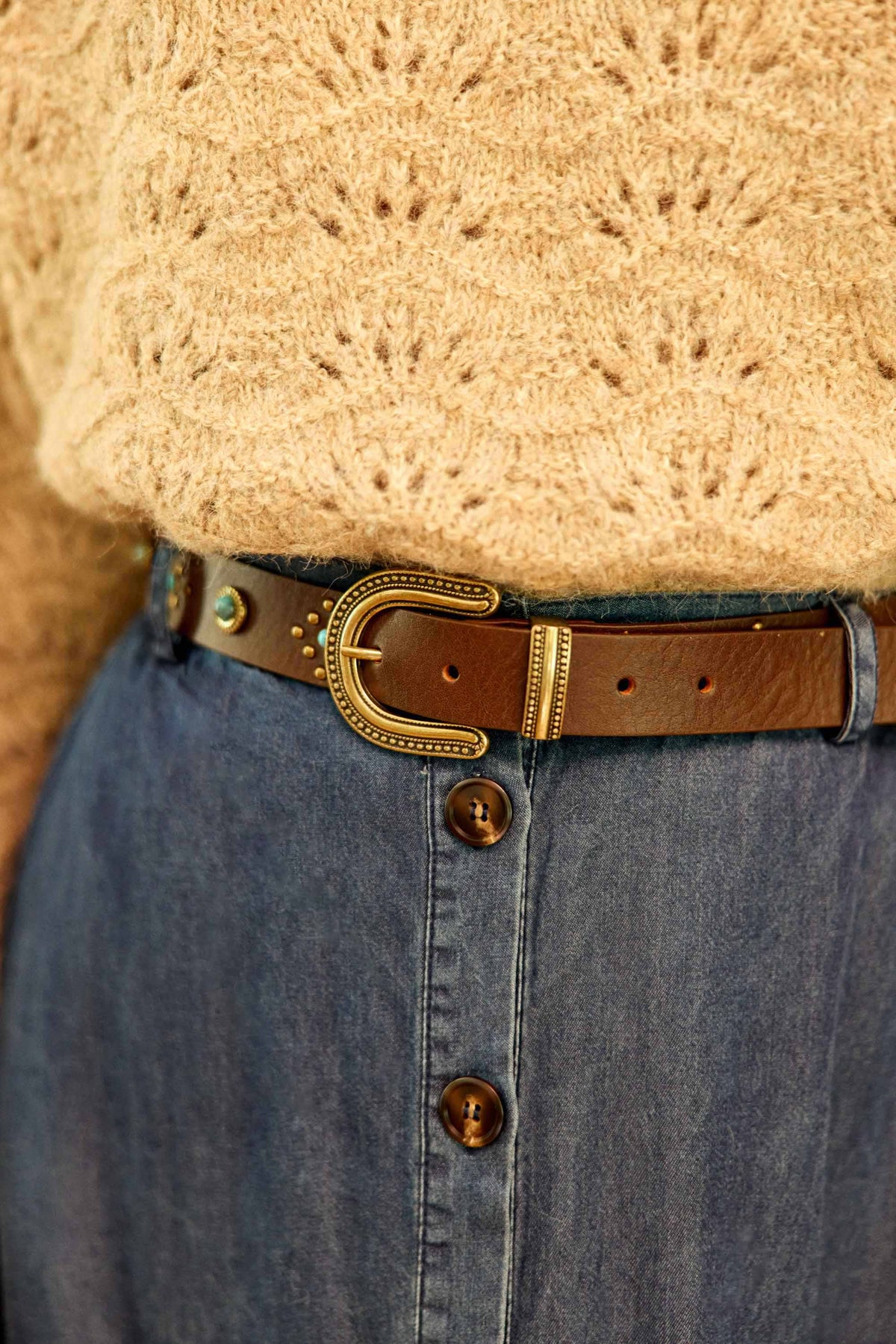 Ceinture cuir marron -  Azul