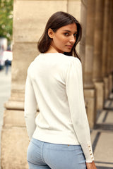 Pull col rond blanc - Beatrice