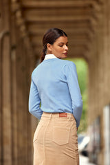 Pull col rond bleu ciel - Beatrice