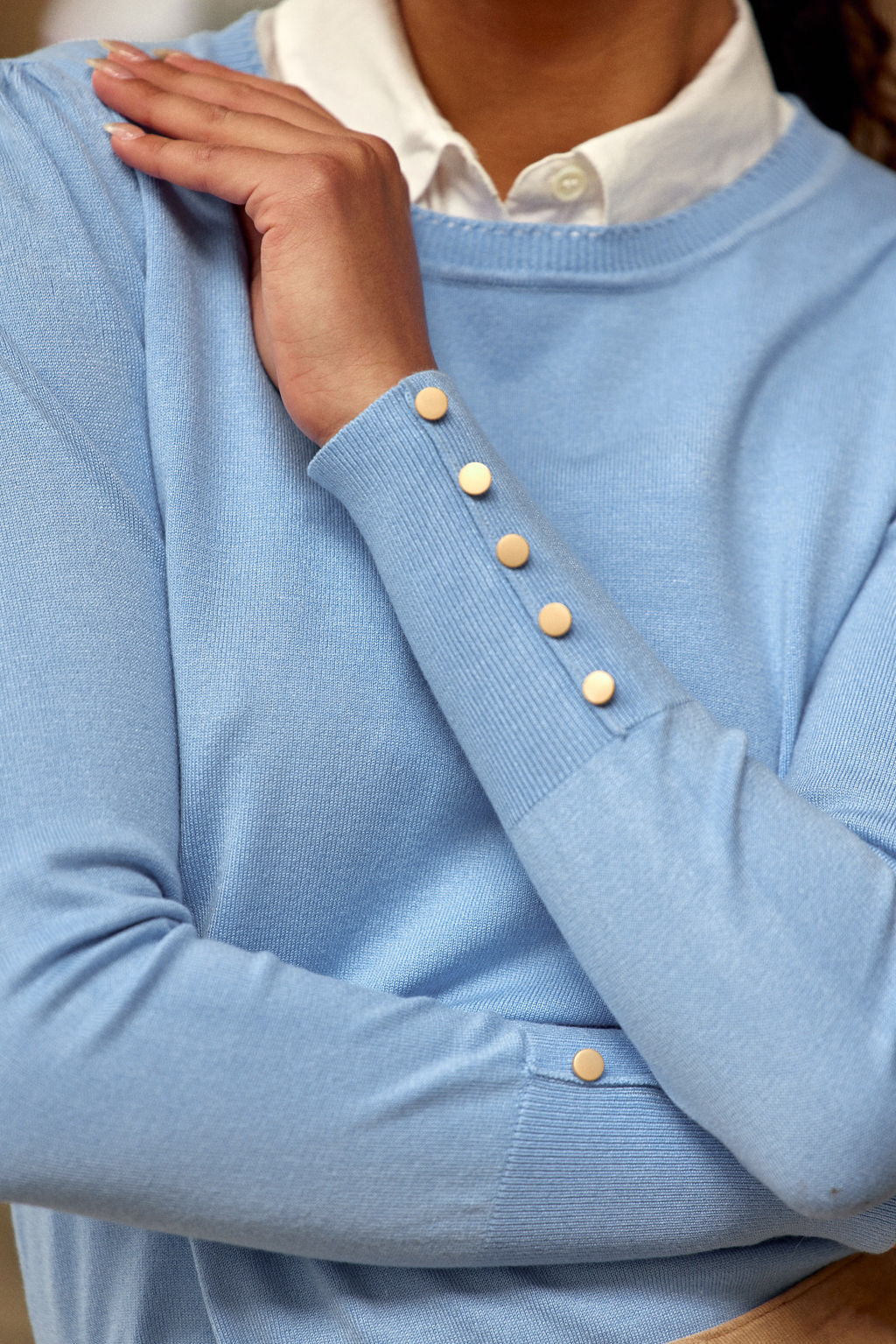 Pull col rond bleu ciel - Beatrice