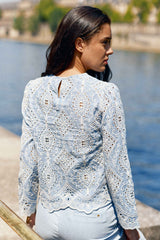 Blouse ajourée bleu - Bladie