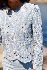 Blouse ajourée bleu - Bladie