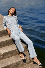 Blouse ajourée bleu - Bladie