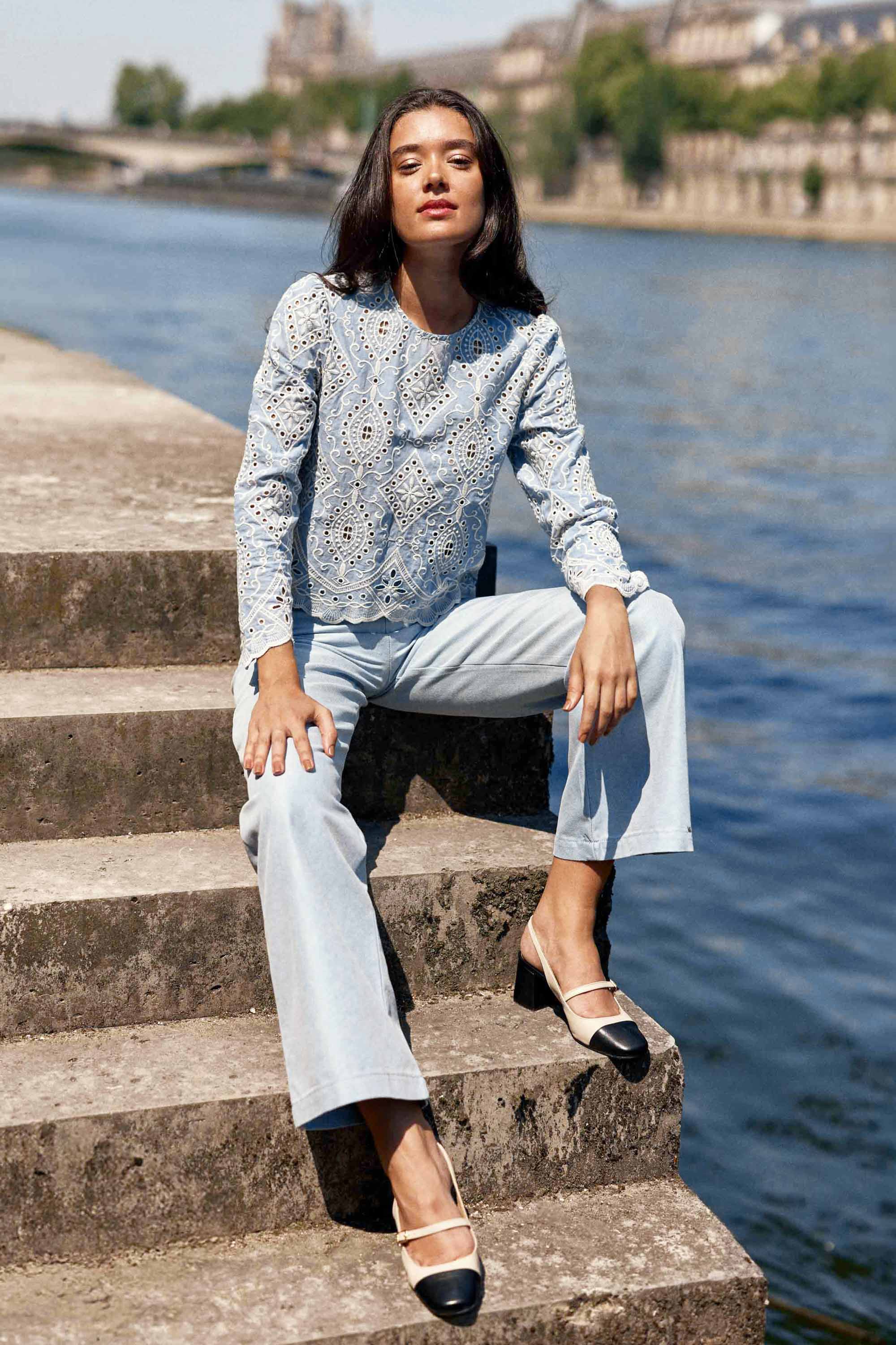 Blouse ajourée bleu - Bladie