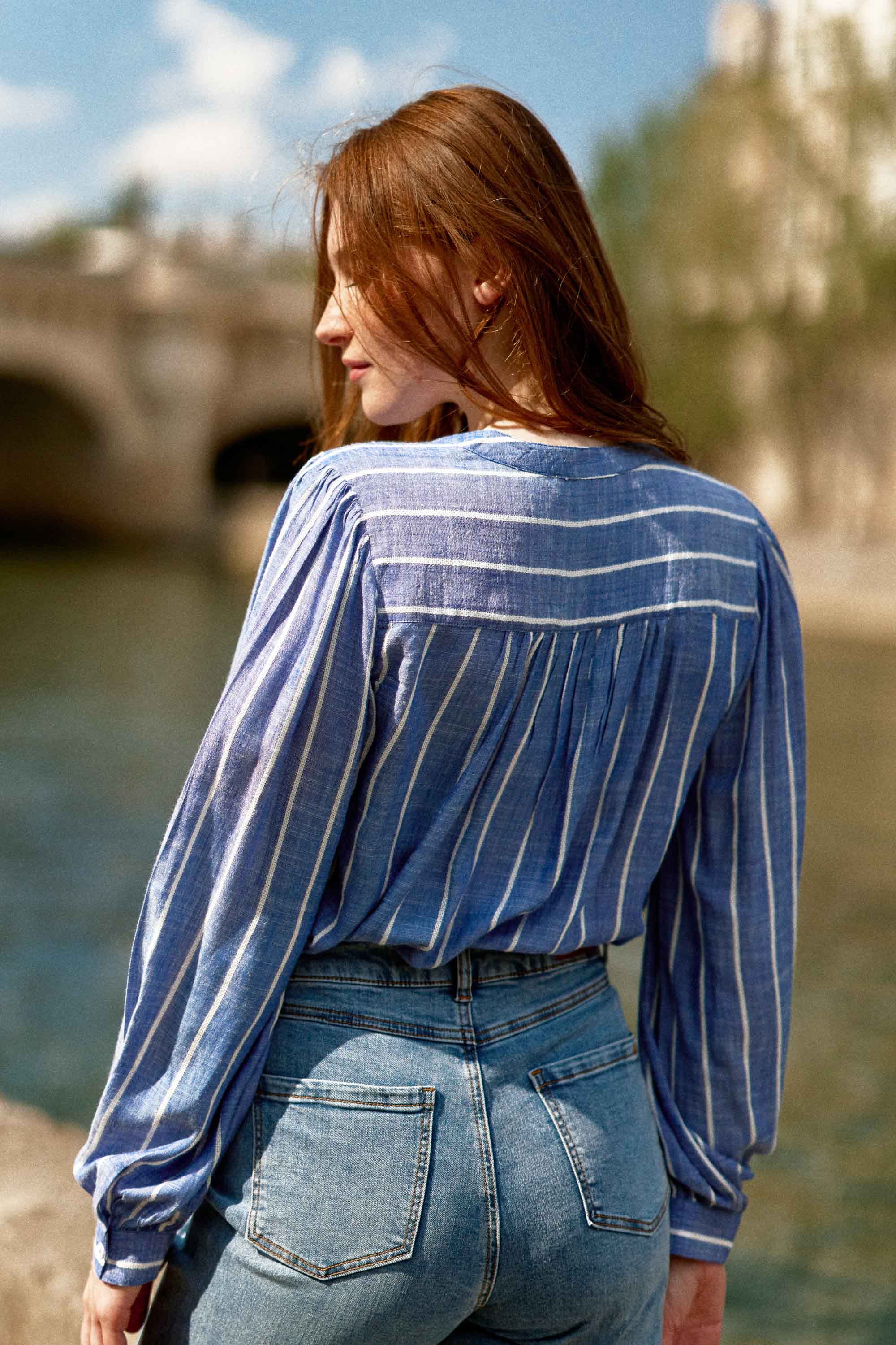 Blouse à rayures - Blue