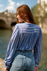 Blouse à rayures - Blue