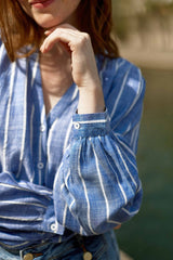 Blouse à rayures - Blue