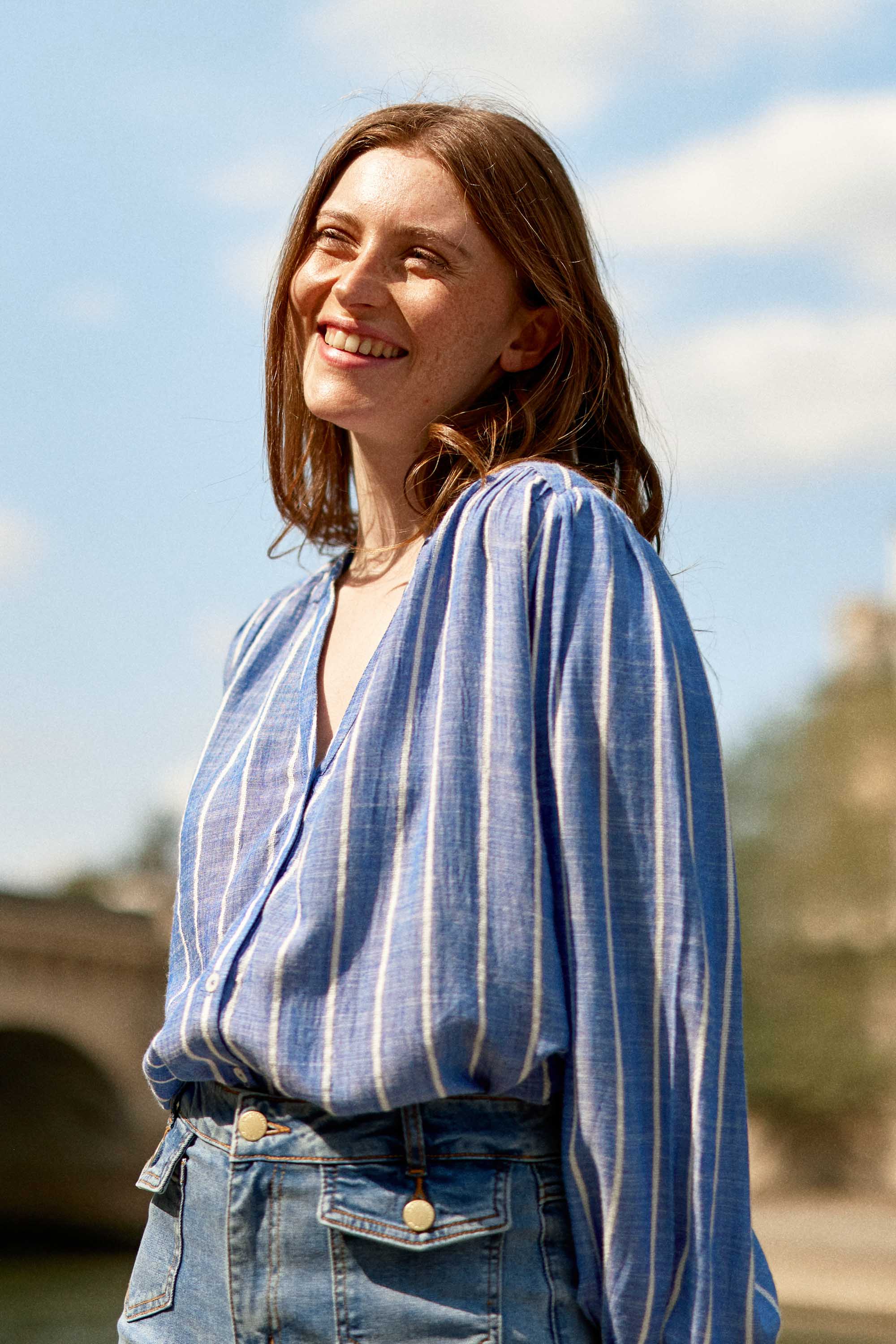 Blouse à rayures - Blue