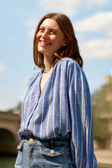 Blouse à rayures - Blue