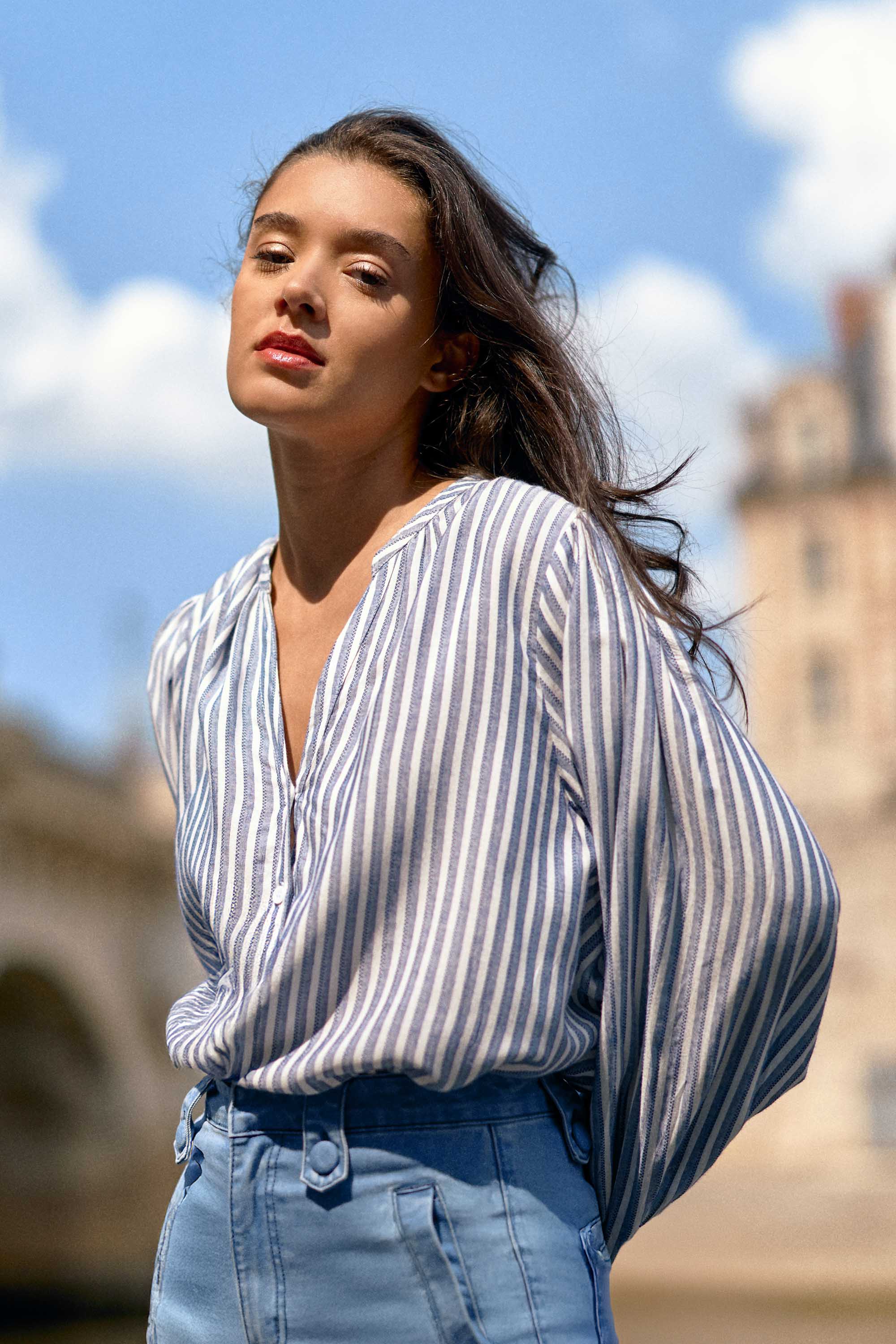 Blouse écru/bleu - Caisy
