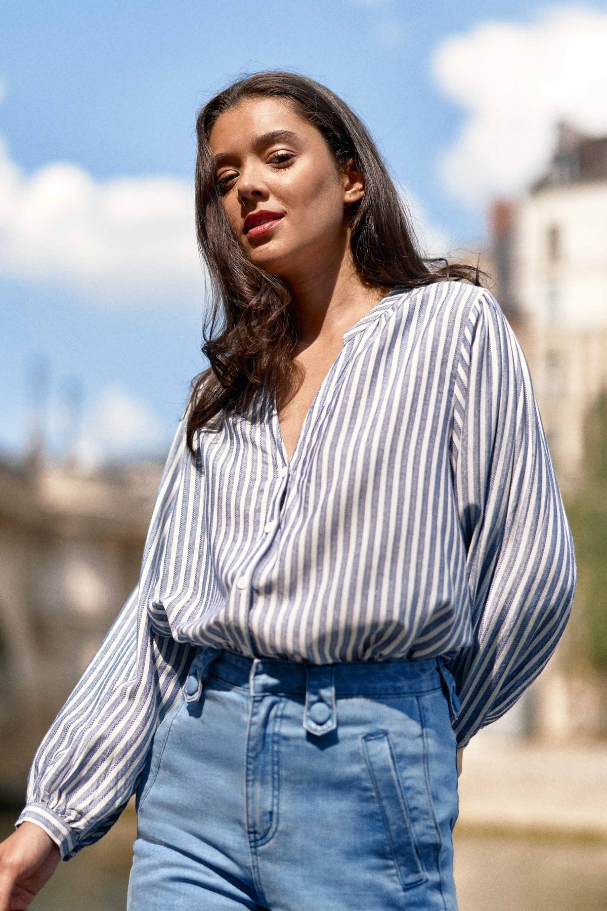 Blouse écru/bleu - Caisy