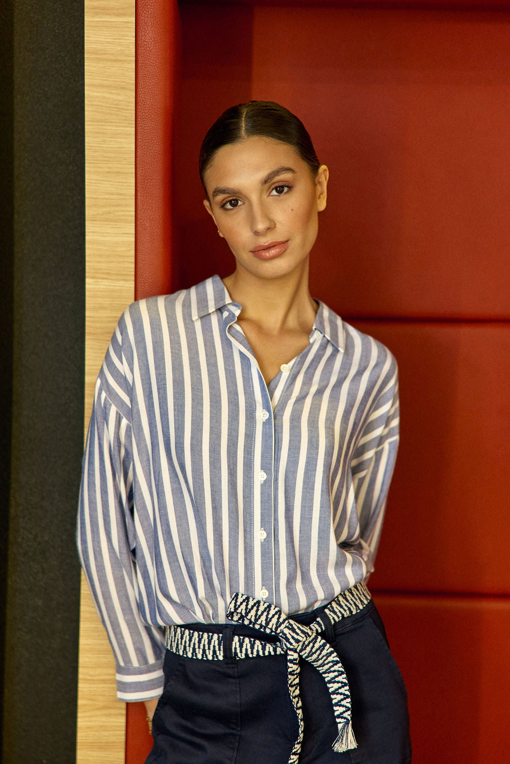 Chemisier à rayures bleu/écru - Clara