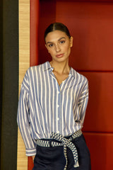 Chemisier à rayures bleu/écru - Clara