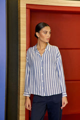 Chemisier à rayures bleu/écru - Clara
