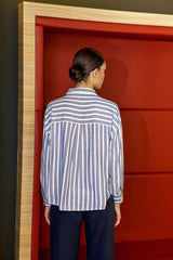 Chemisier à rayures bleu/écru - Clara