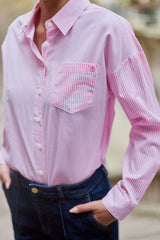 Chemise à rayures rose/blanc - Coralia