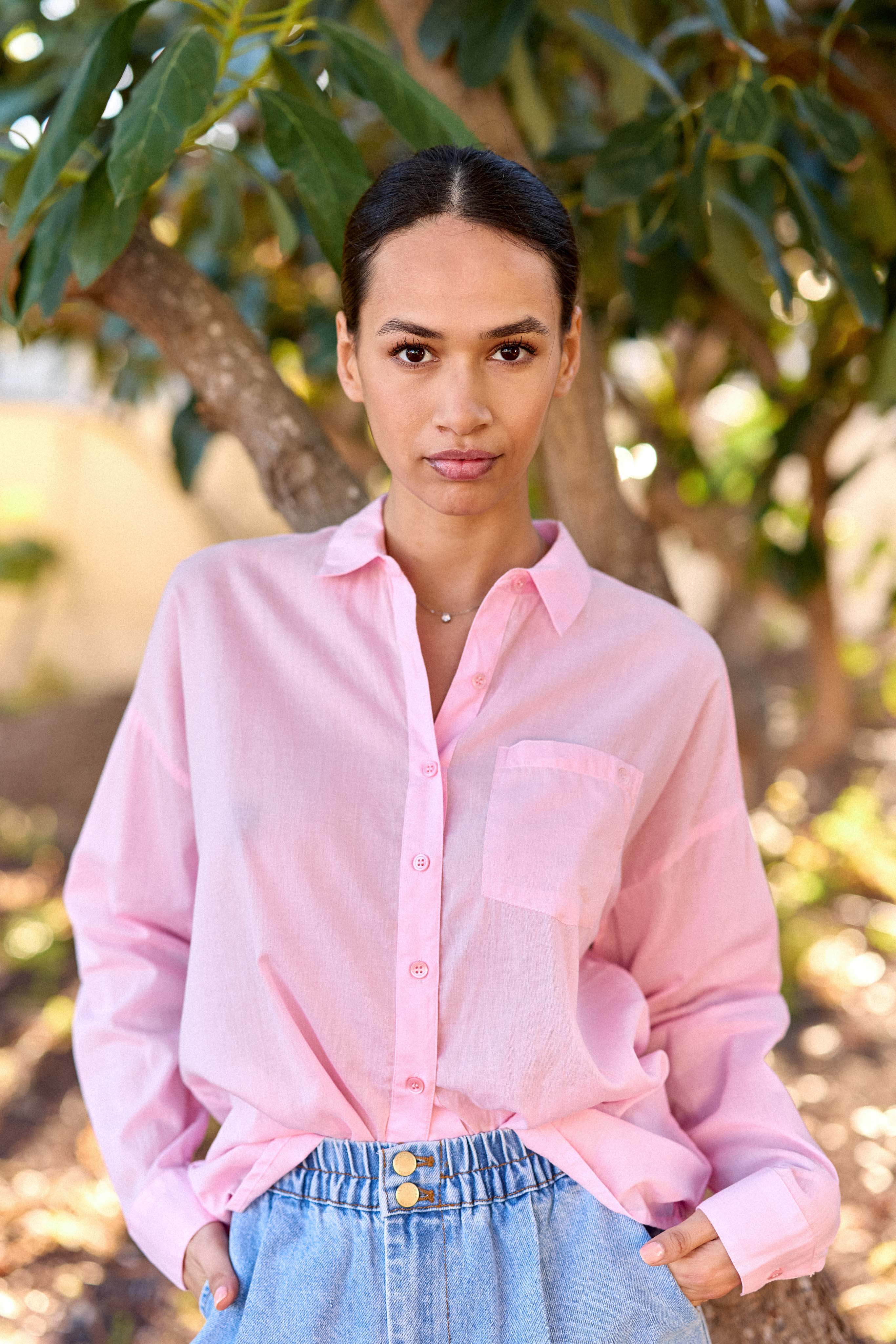 Chemisier droit rose clair - Coralia