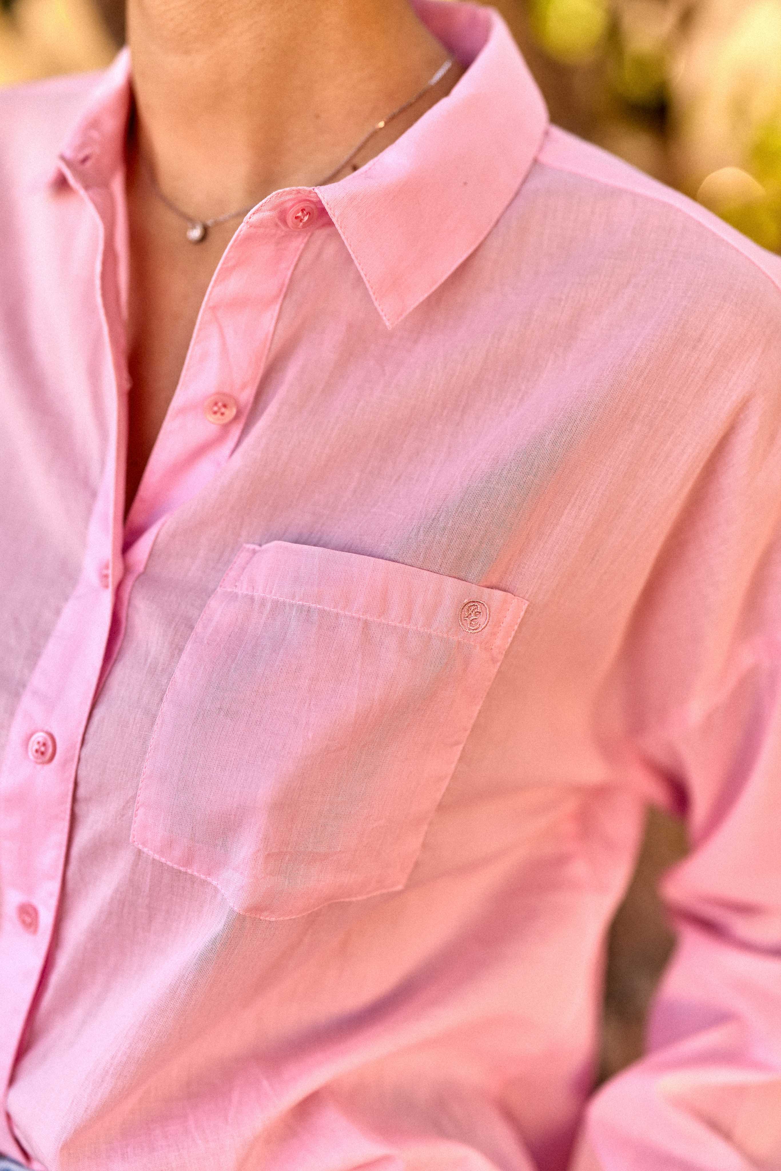 Chemisier droit rose clair - Coralia