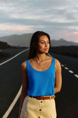 Débardeur col rond bleu - Diane