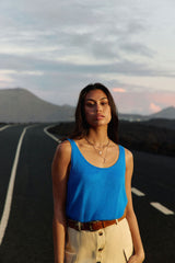 Débardeur col rond bleu - Diane