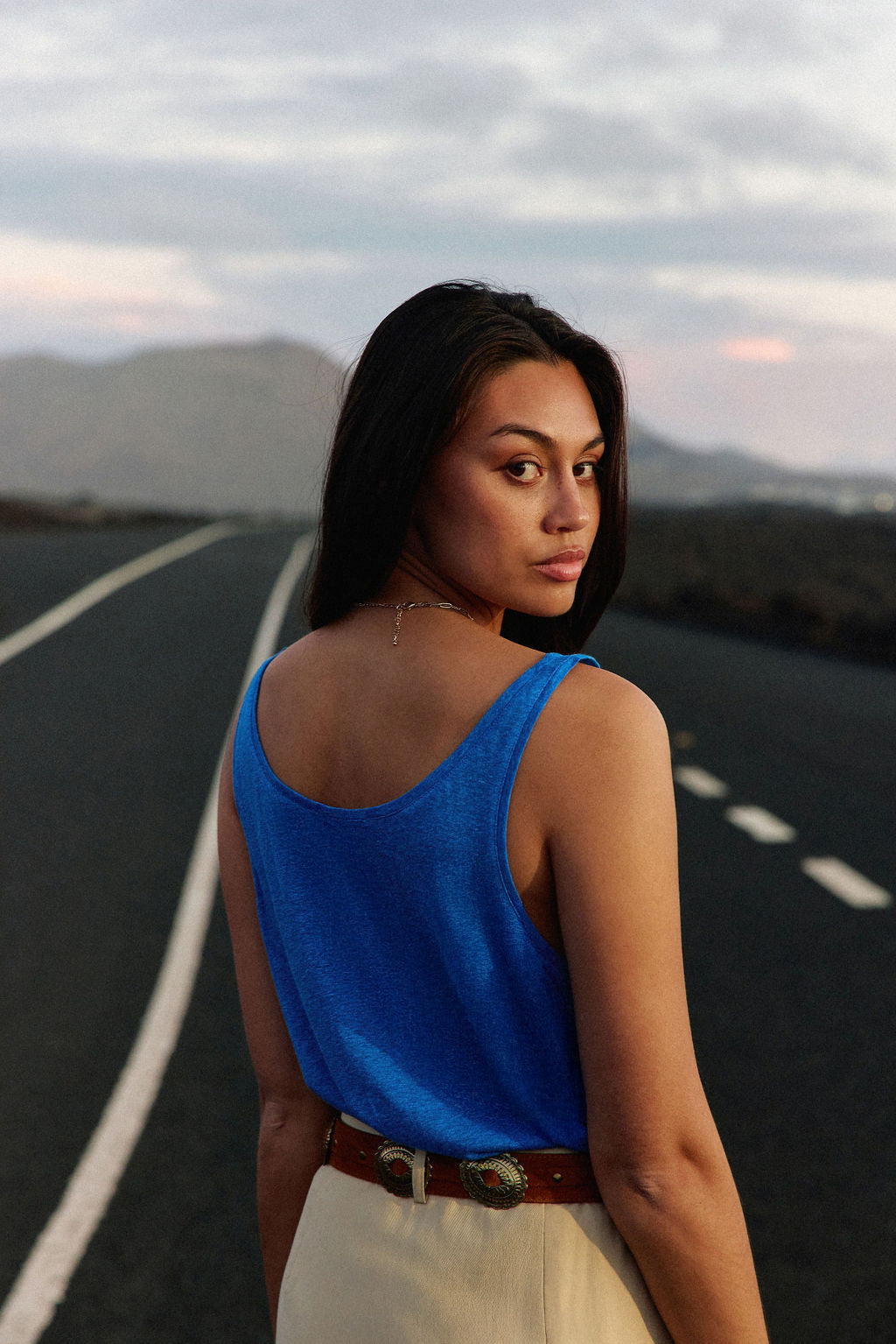 Débardeur col rond bleu - Diane