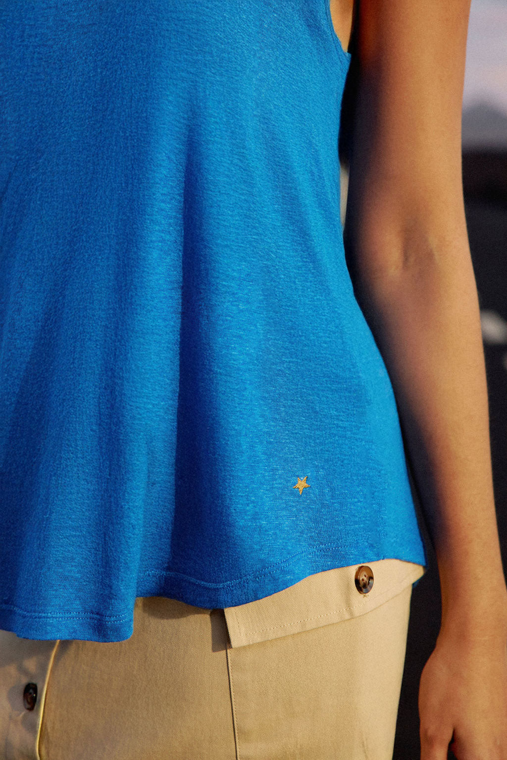 Débardeur col rond bleu - Diane