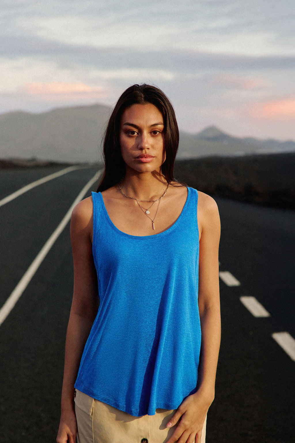 Débardeur col rond bleu - Diane