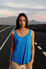 Débardeur col rond bleu - Diane