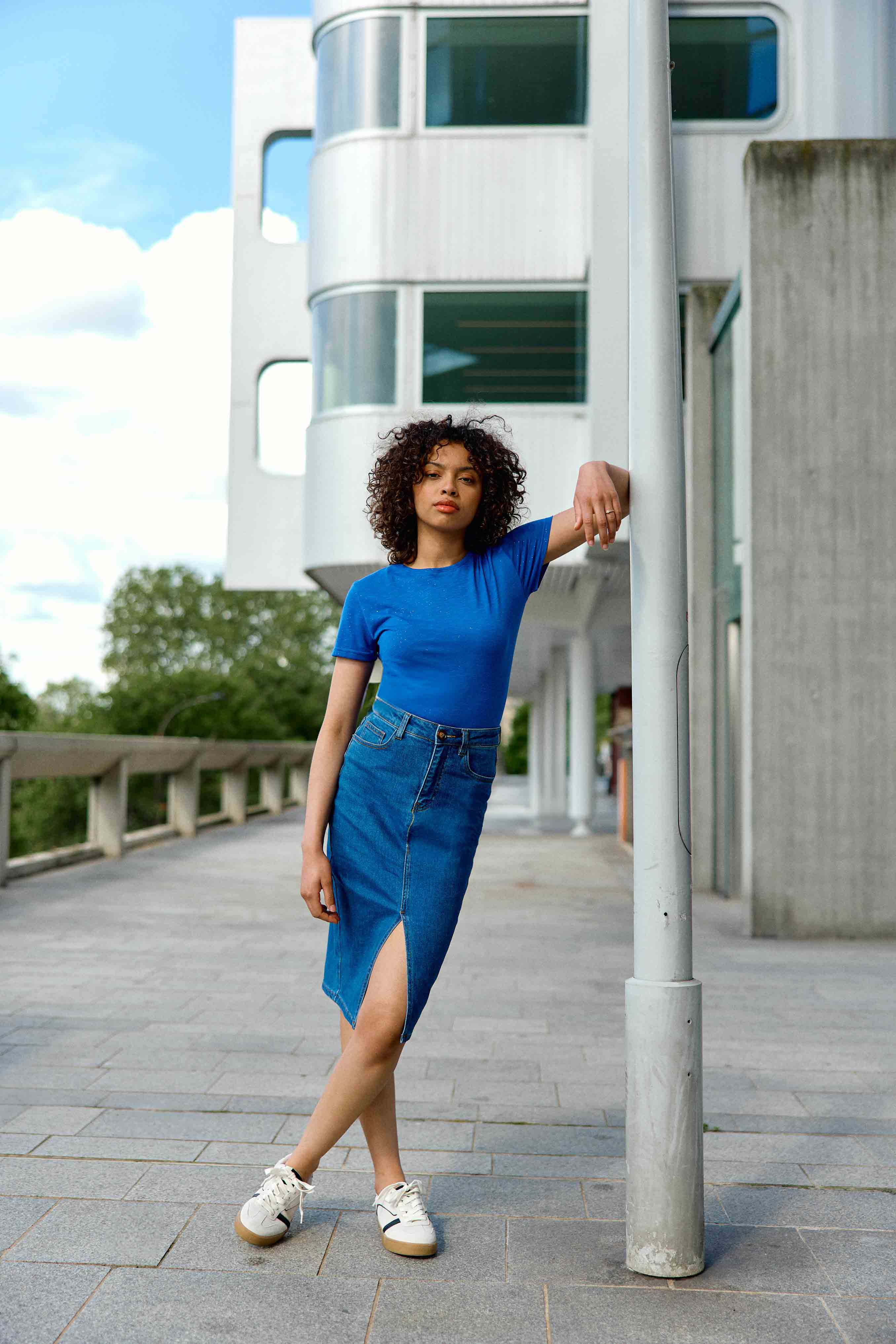 T-shirt col rond bleu - Elva